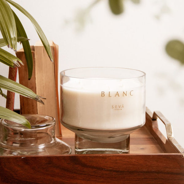 The Manhattan - Blanc Scented Glass Candle | Vanilla, Coconut, Peach