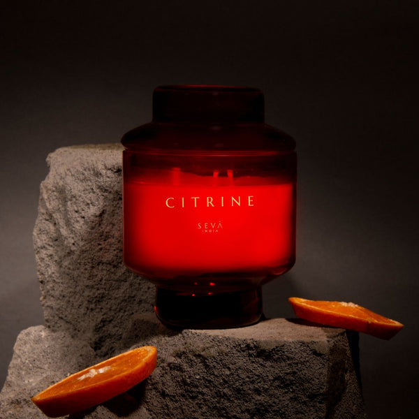 The Manhattan Citrine Scented Glass Candle | Mandarin, Grapefruit