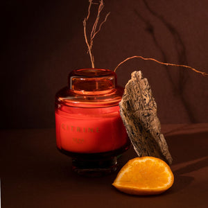 The Manhattan Citrine Scented Glass Candle | Mandarin, Grapefruit