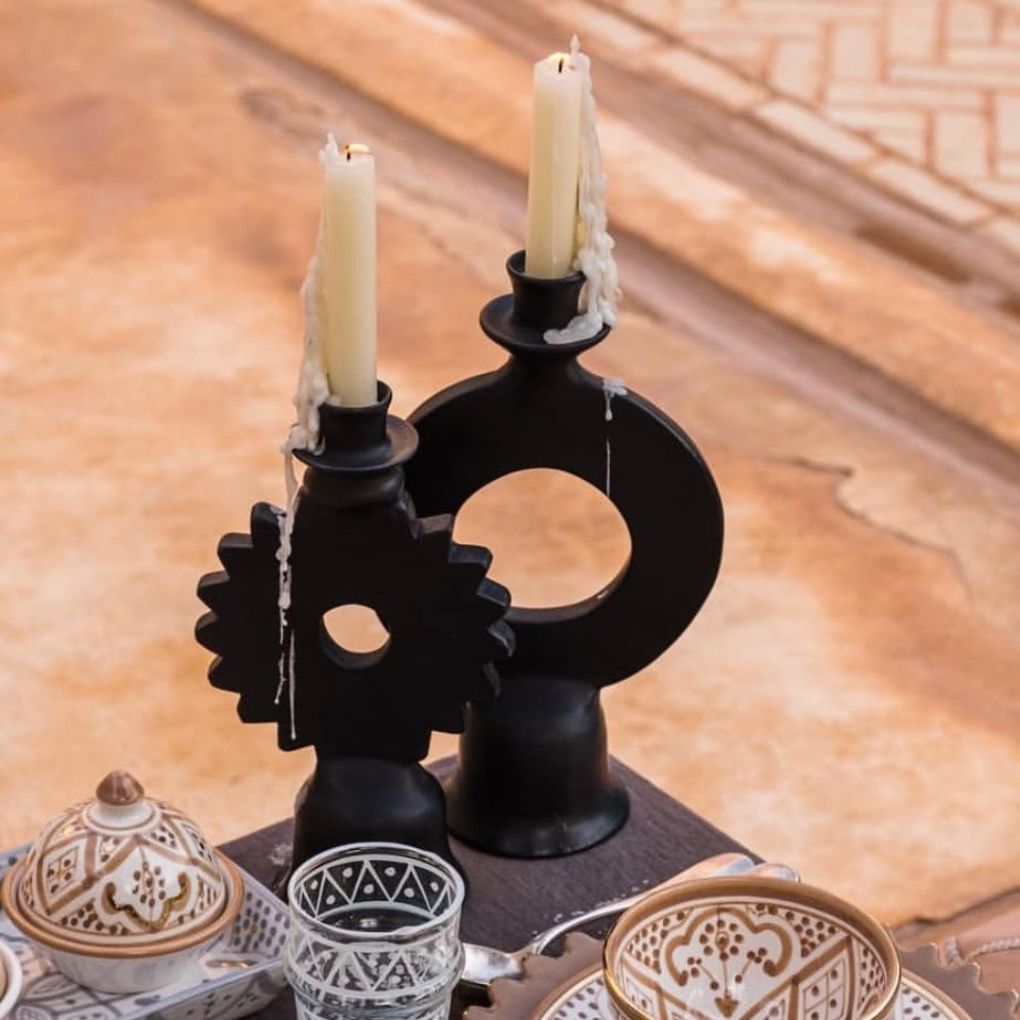 Sun Candle Holder - Black