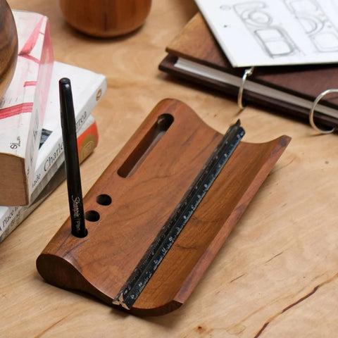 Taksh Teak Wood Desk Organiser