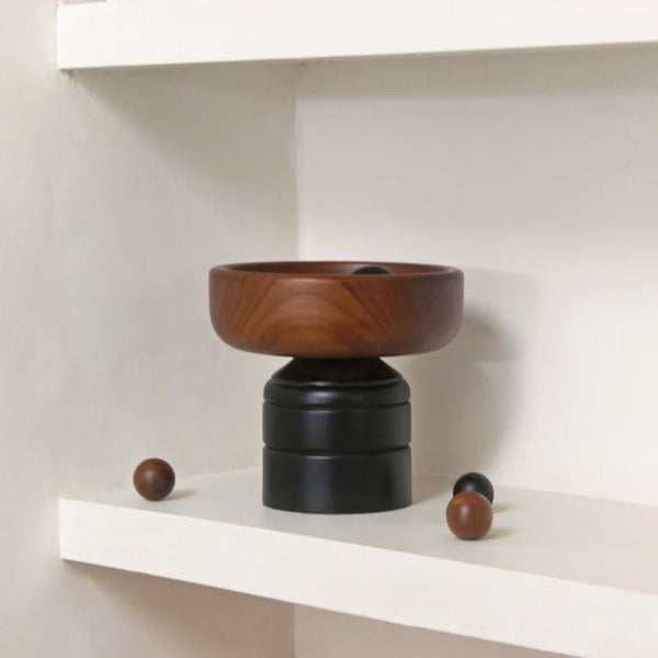 Teak Wood Kori Bowl With Black Stand