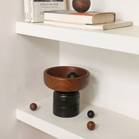 Teak Wood Kori Bowl With Black Stand