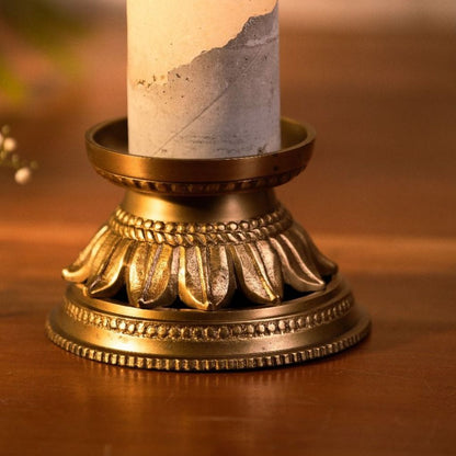 Vintage Gold Pillar Candle Holder