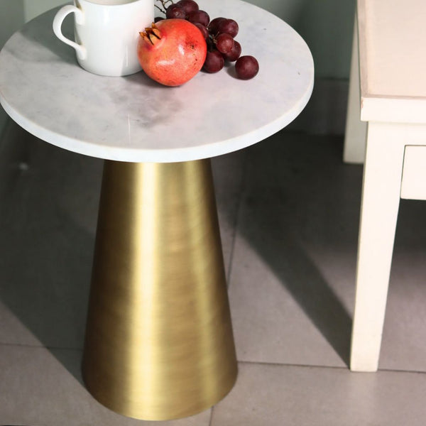 White Marble Coffee Table with Gold Base