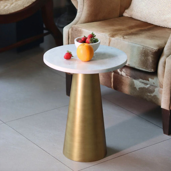 White Marble Coffee Table with Gold Base