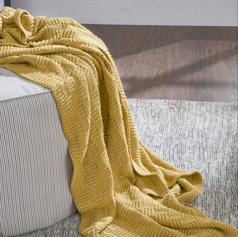 Cosy Popcorn Knitted Throw Blanket