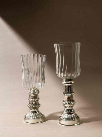 Noor Shamdan Set – Glass Candle Holders with Metallic Base