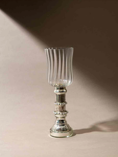 Noor Shamdan Set – Glass Candle Holders with Metallic Base