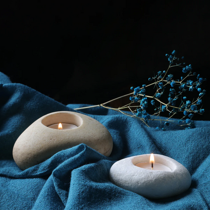 The Pebble Tea Light Holder | Organic River Stone Candle Stand