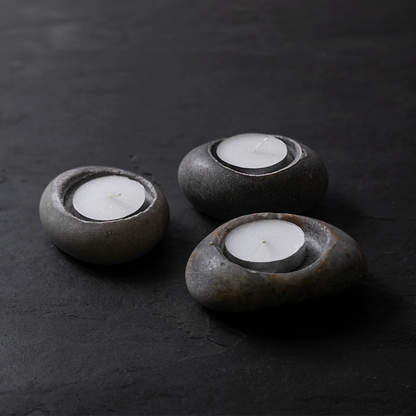The Pebble Tea Light Holder | Organic River Stone Candle Stand