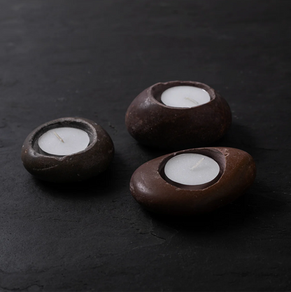 The Pebble Tea Light Holder | Organic River Stone Candle Stand