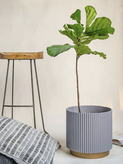 Large Fluted Planter With Base