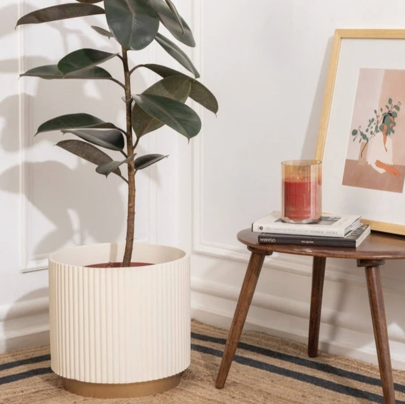 Large Fluted Planter With Base