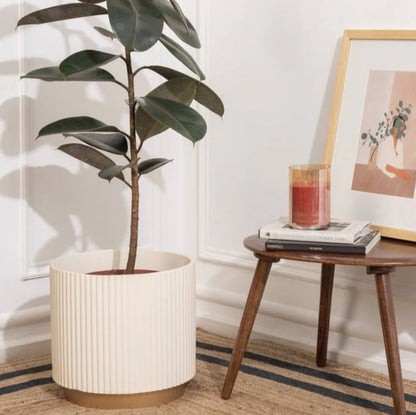Large Fluted Planter With Base
