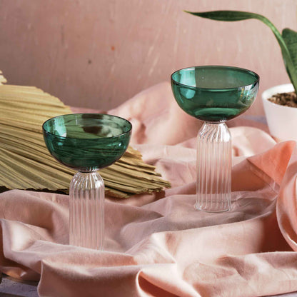 Rose Pink Cocktail Stem Glass Set | 6 In 1 Use | Colours Available
