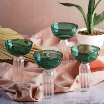 Rose Pink Cocktail Stem Glass Set | 6 In 1 Use | Colours Available