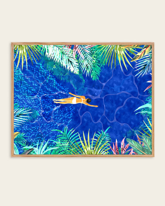 Tropical Jungle Pool — Maximalism — Figurative wall art print