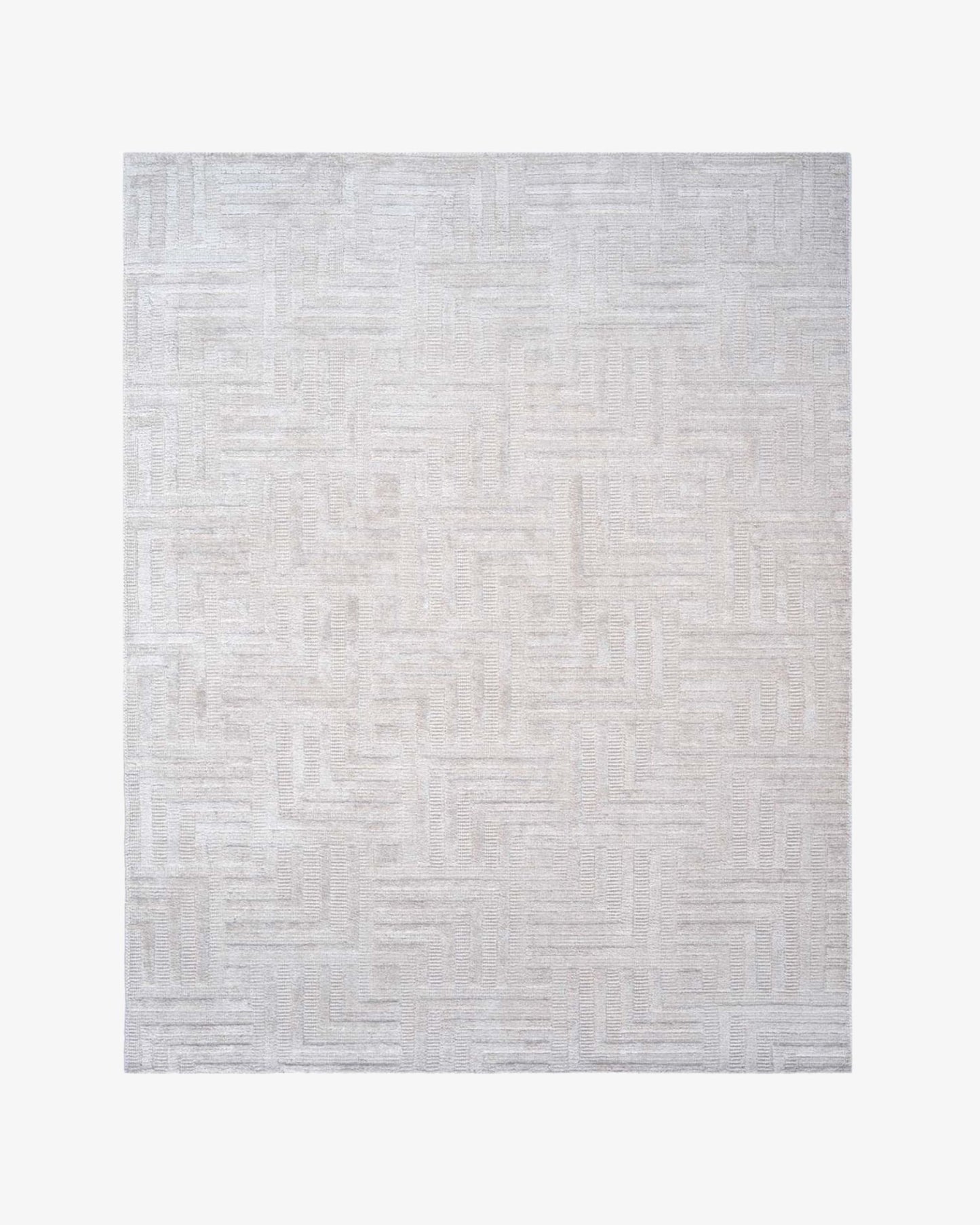 White Gold Wool & Silk Rug | Popyuli