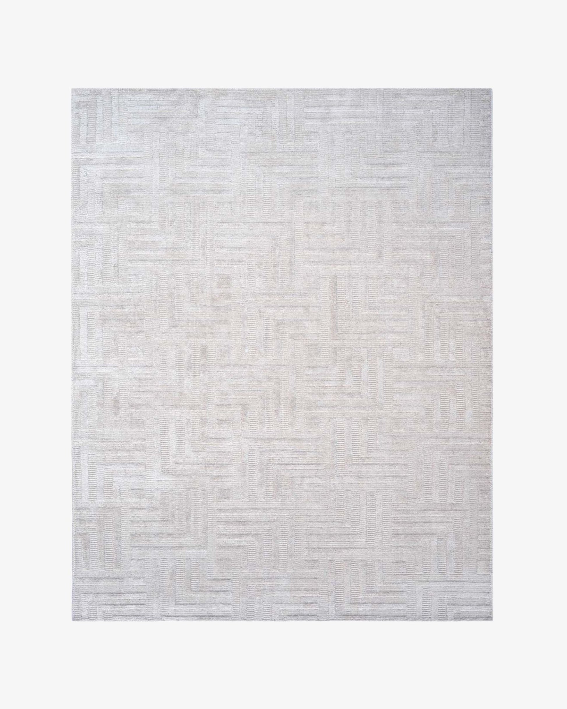 White Gold Wool & Silk Rug | Popyuli