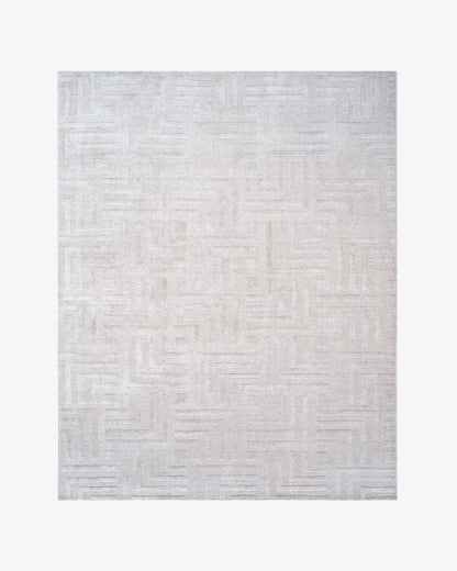 White Gold Wool & Silk Rug | Popyuli