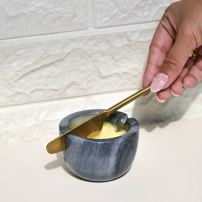 Marble Butter Dish With Gold Knife