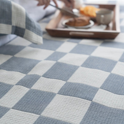 Chequer – Dusty Blue Bedspread Set