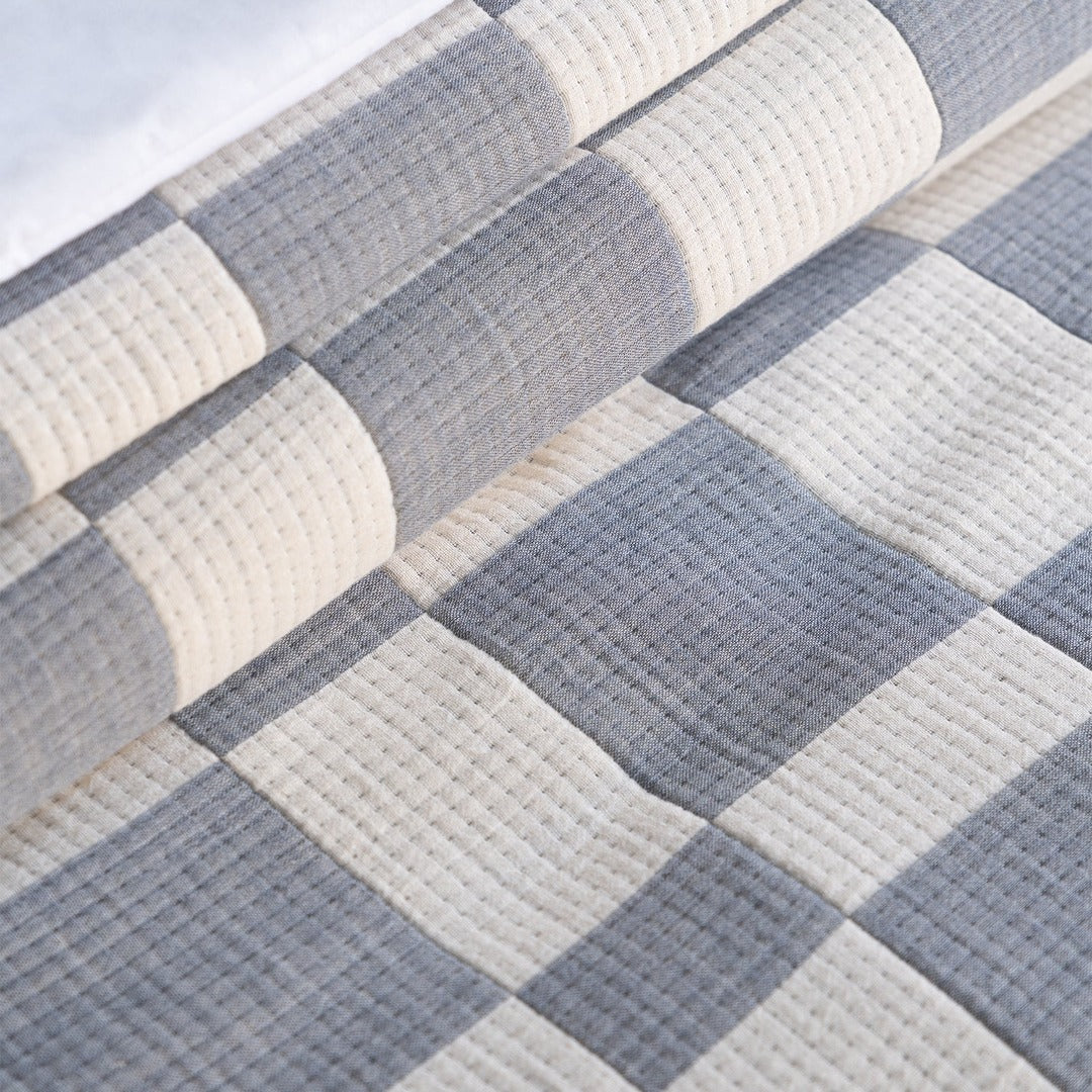 Chequer – Dusty Blue Bedspread Set