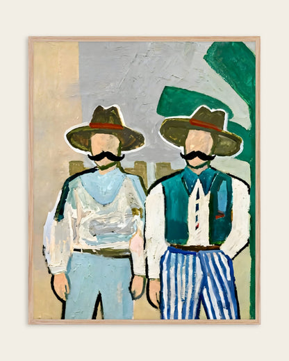 Side By Side — Cowboy Edition — Pastel — Figurative wall art print