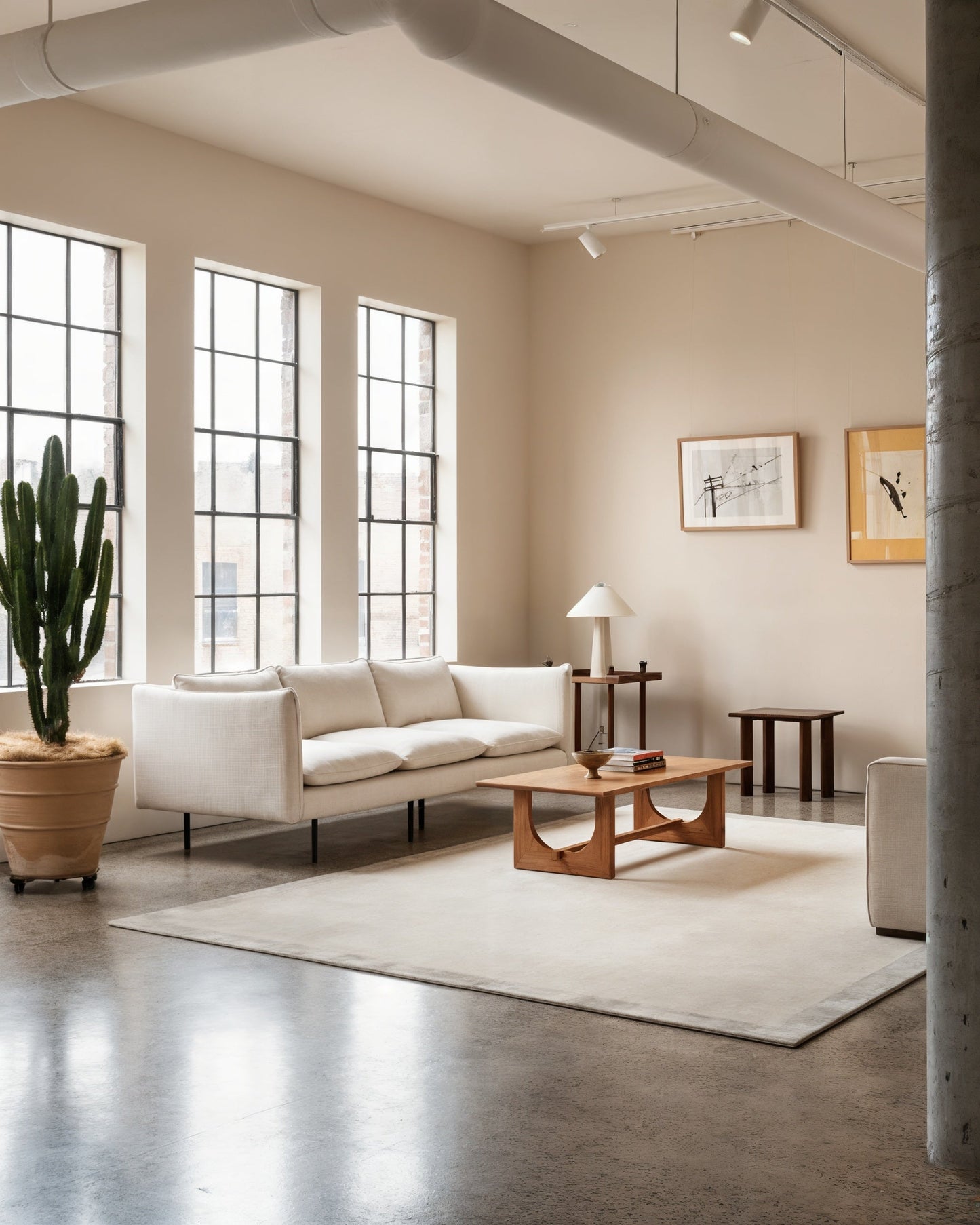 Fragment Wool & Silk Rug / White smoke | Popyuli