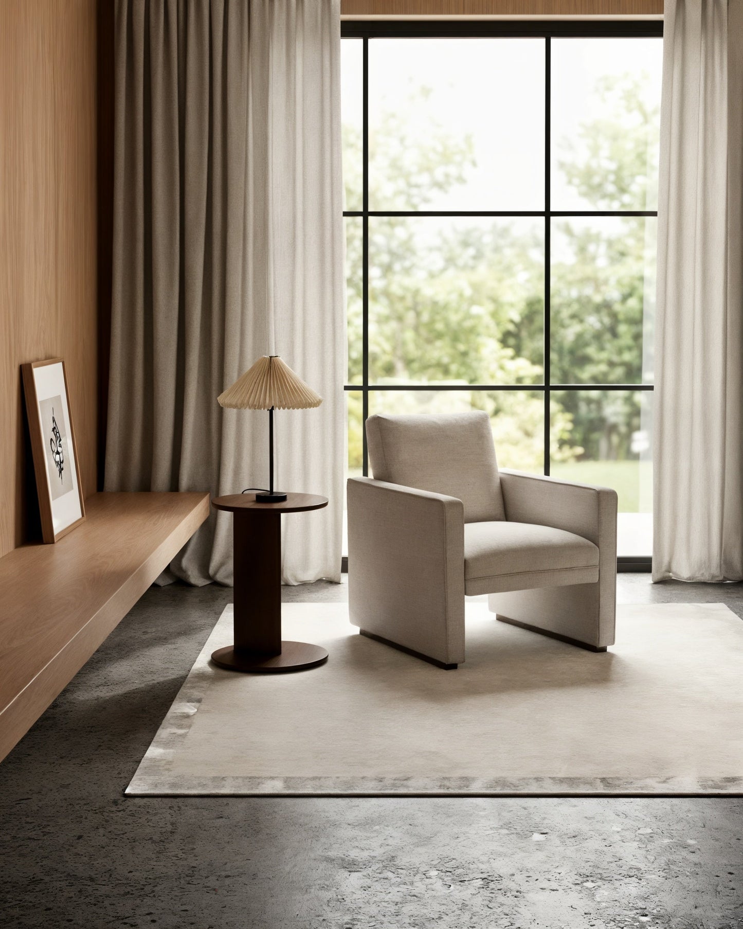 Fragment Wool & Silk Rug / White smoke | Popyuli