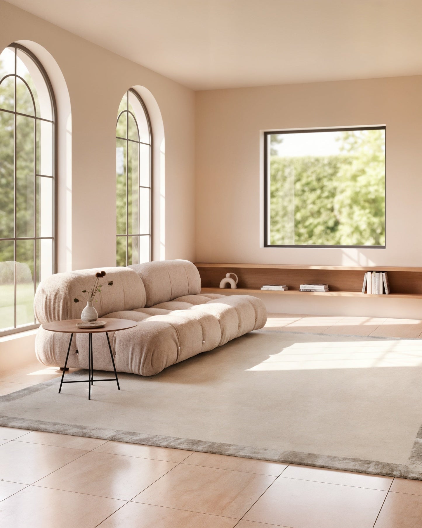 Fragment Wool & Silk Rug / White smoke | Popyuli