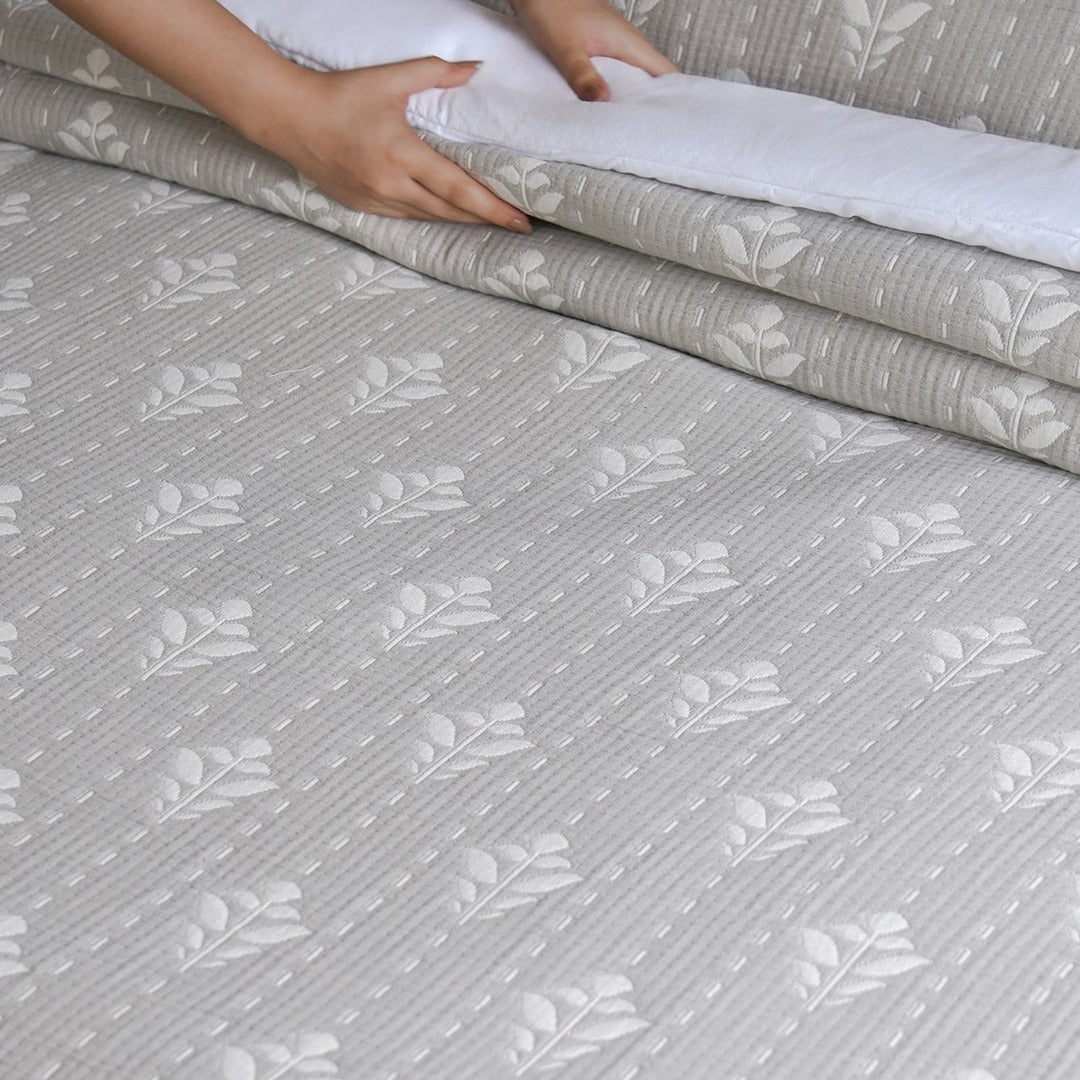 Fern Bedspread Set - Grey
