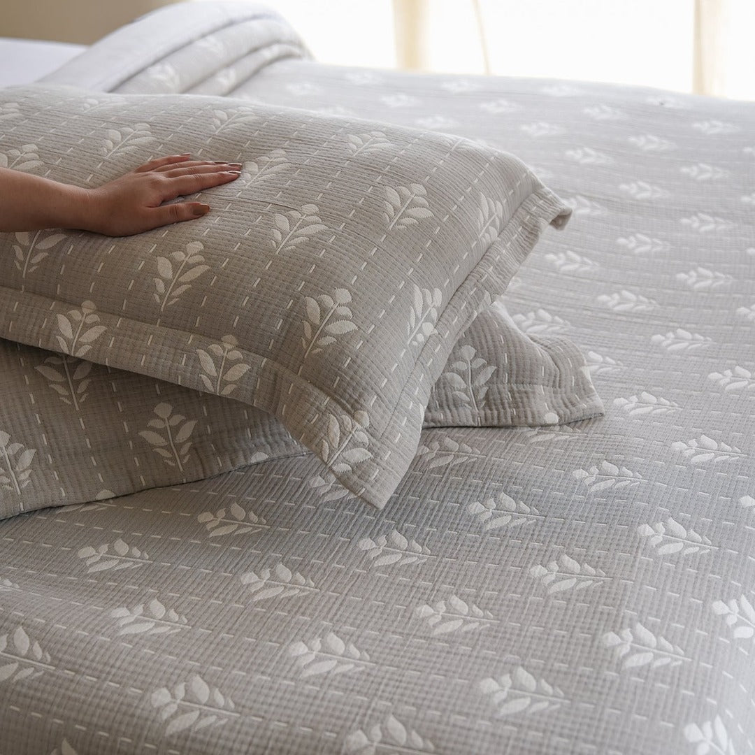 Fern Bedspread Set - Grey