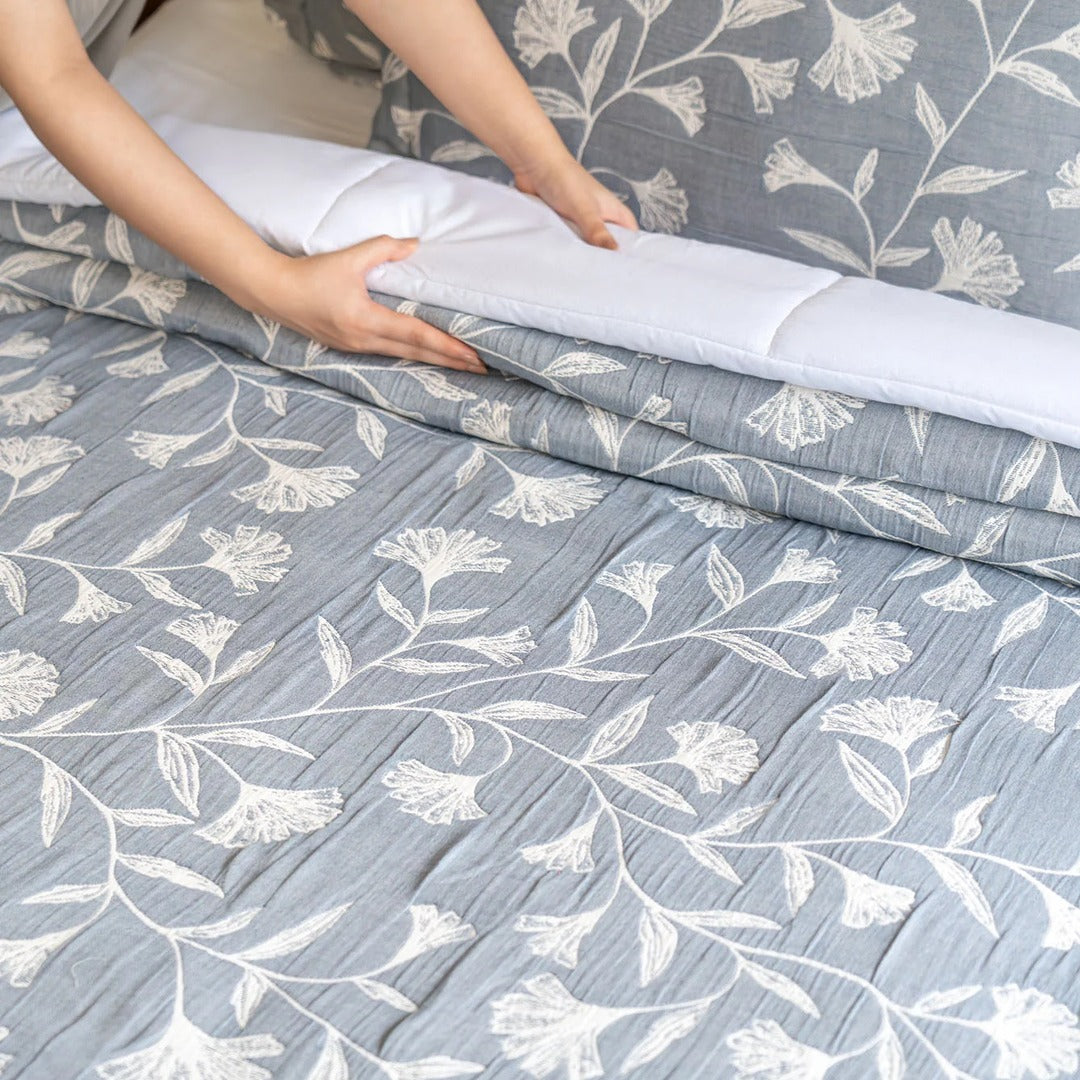Flora - Blue Bedspread Set