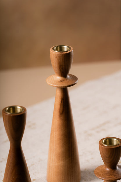 Forest Fusion wooden candle holders in three heights