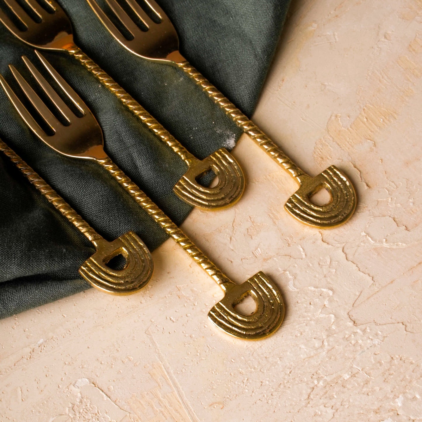 Brass Dessert Forks (Set of 4)