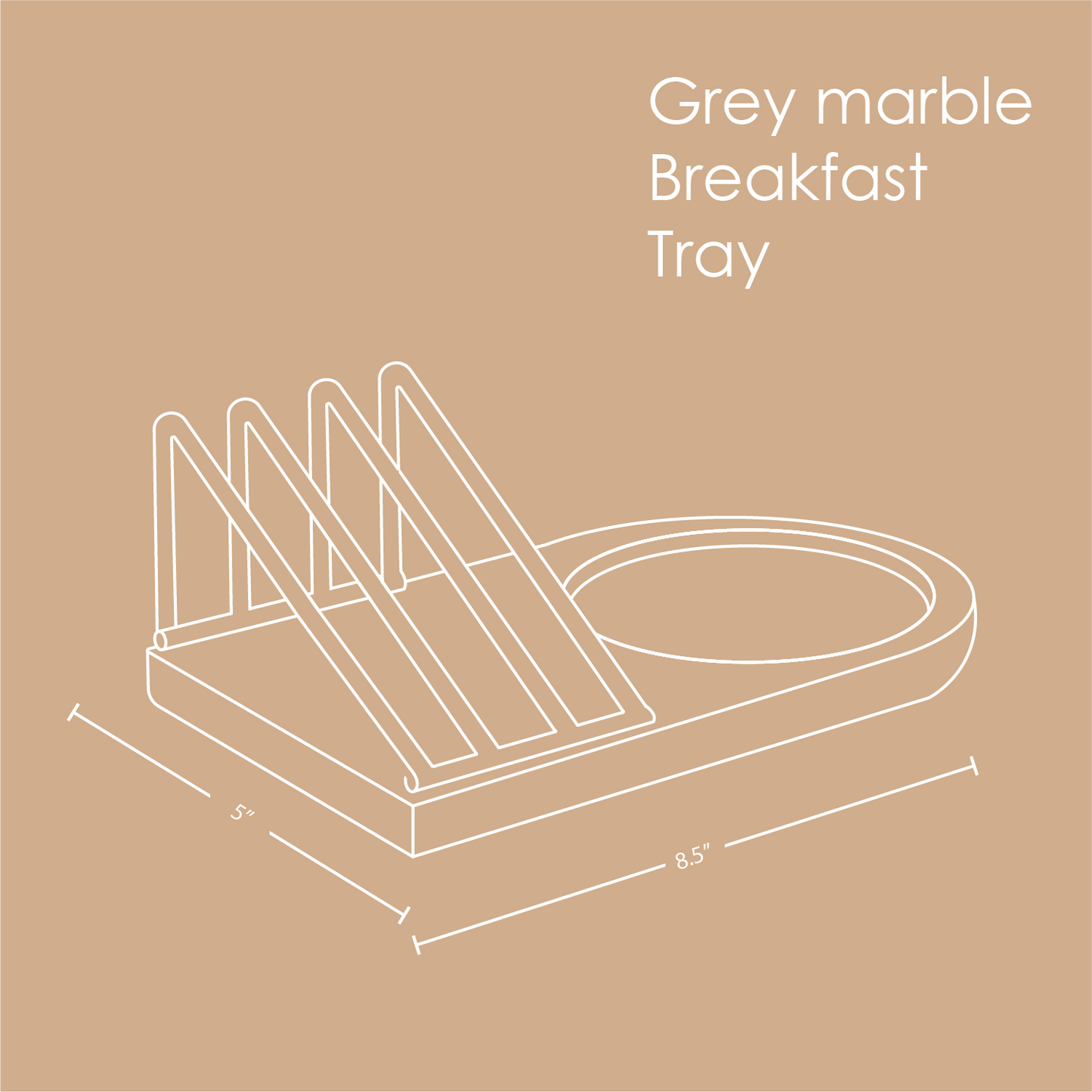 Grey marble Breakfast Tray Popyuli 