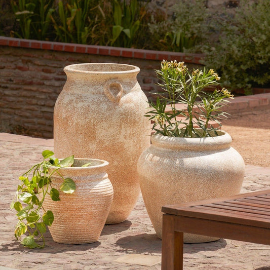 Italian Trio - Set of 3 Planters in Beige - Ripples Home