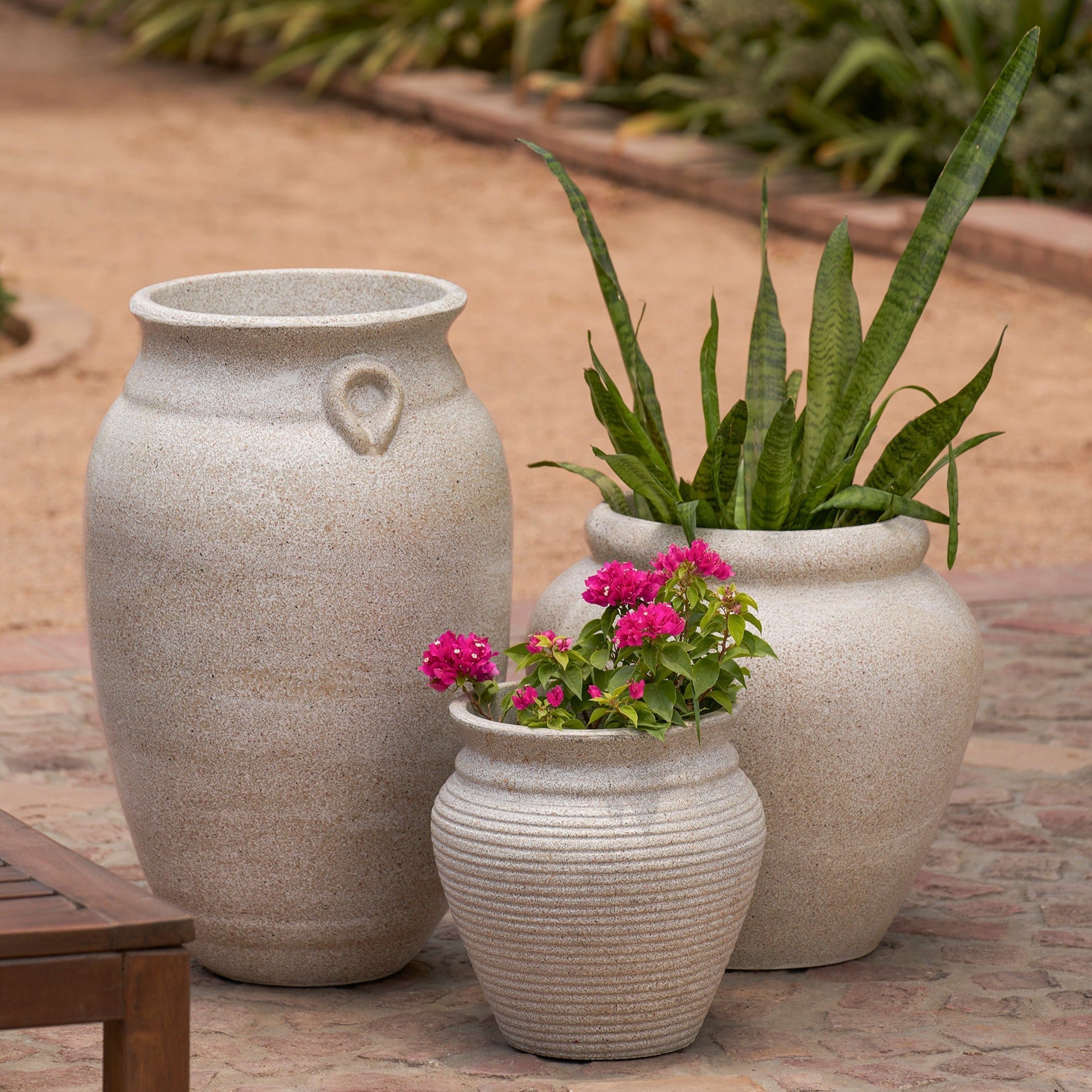 Italian Trio - Set of 3 Planters in Light Grey - Ripples Home