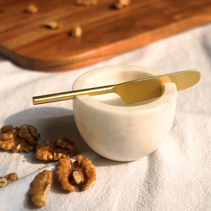 Marble Butter Dish With Gold Knife