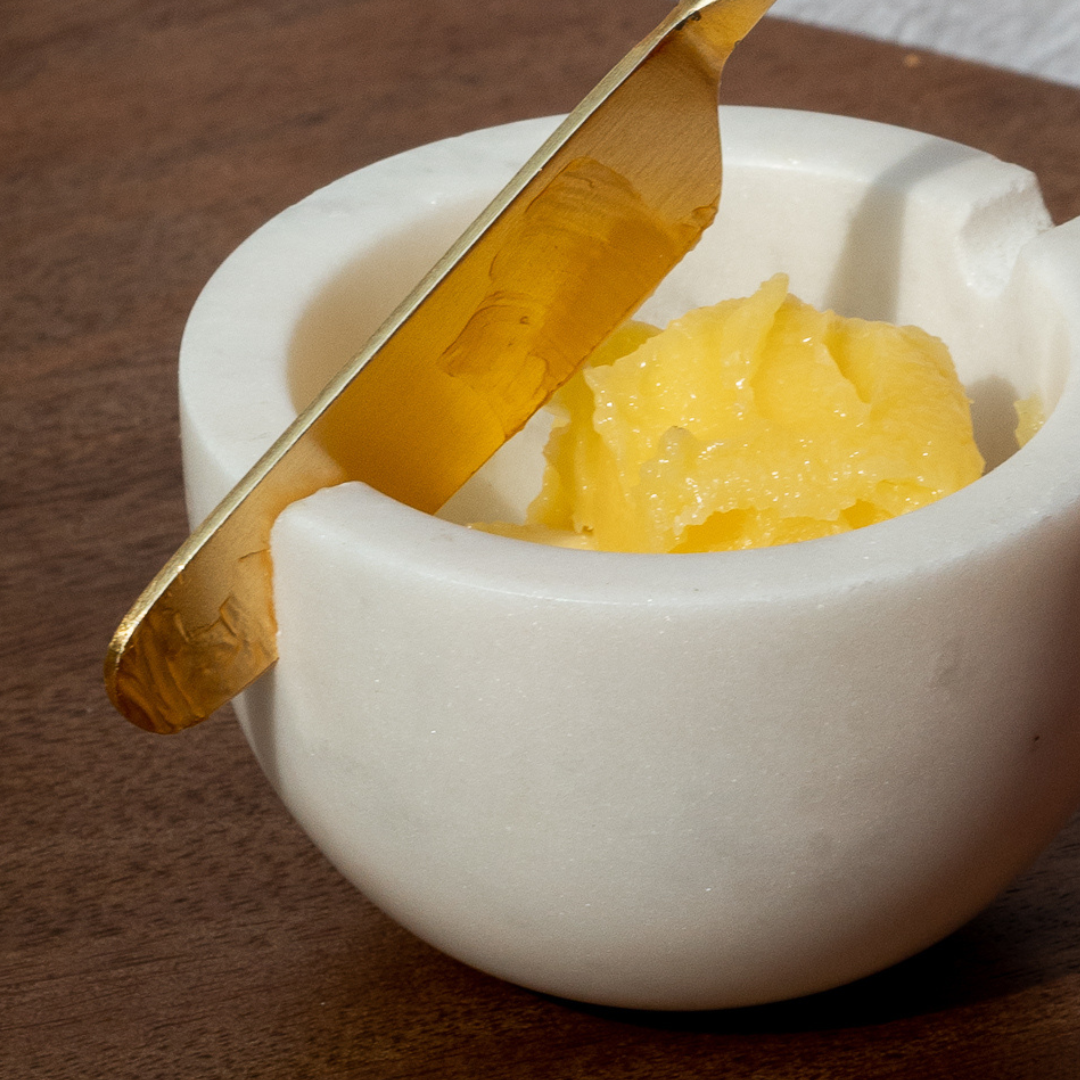 Marble Butter Dish With Gold Knife