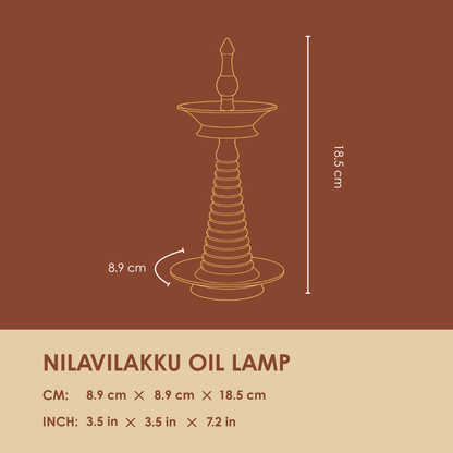 Nilavilakku oil lamp dimensions, 18.5 cm tall