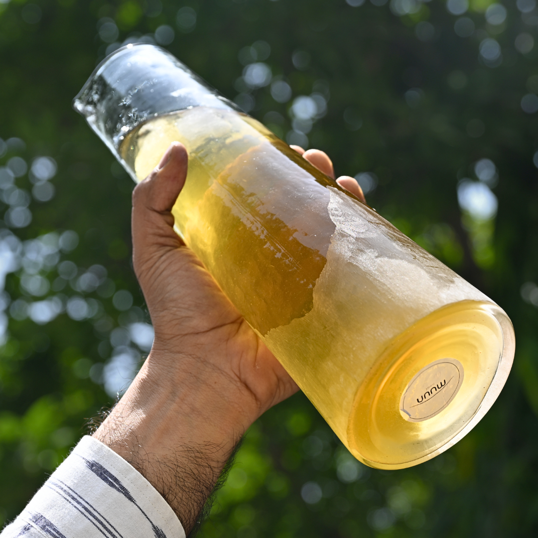 Frosted Hammered Glass Carafe | Handblown India