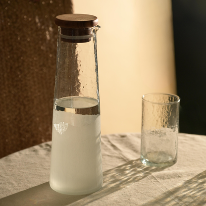 Frosted Hammered Glass Carafe | Handblown India