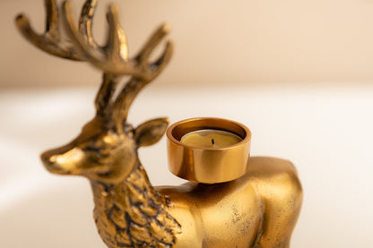 Antique Gold Deer Tea Light Holder