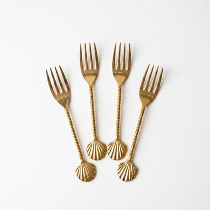 Brass Dessert Forks (Set of 4)