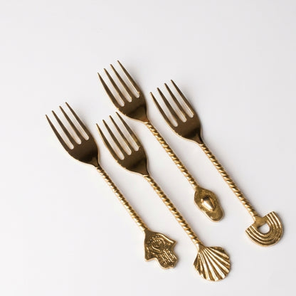 Brass Dessert Forks (Set of 4)
