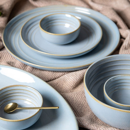 Celeste sky blue porcelain dinner set, 13 pieces
