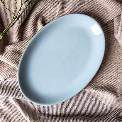 Celeste sky blue porcelain oval platter, 12 x 8 inch